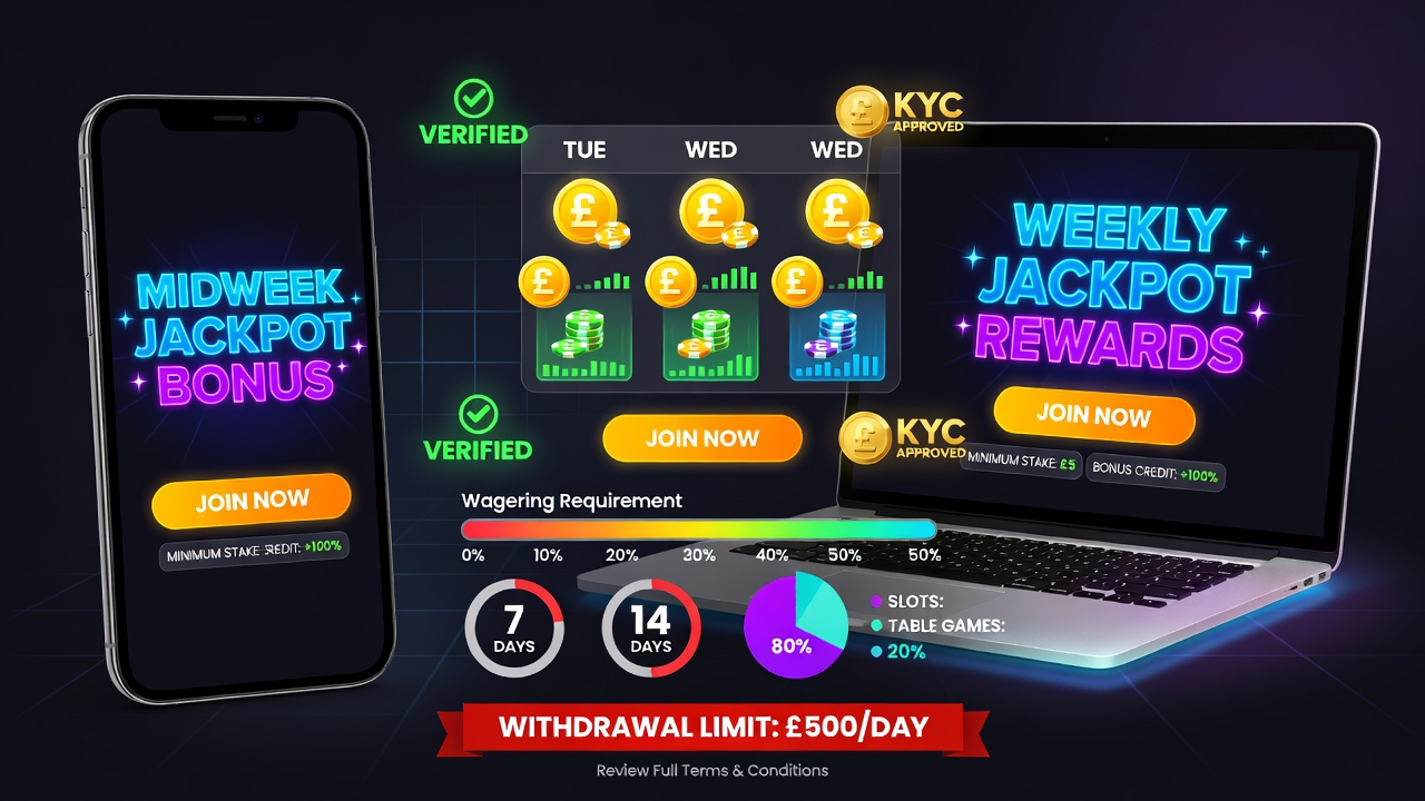 Midweek Jackpot Promotion: How to Claim Your Midweek Jackpot Bonus, Weekly Bonus Rewards, and Review the Full Terms & Conditions