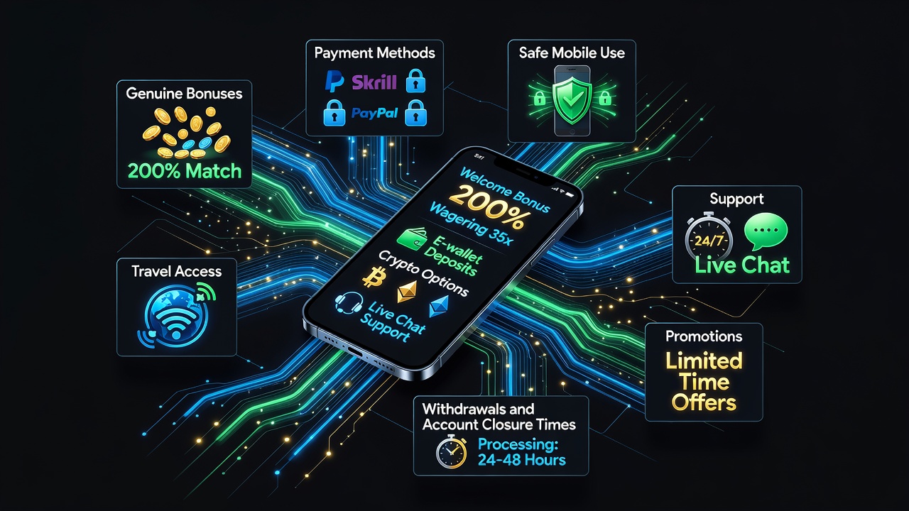 Online Gaming Guide: Genuine Bonuses, Payment Methods, Safe Mobile Use, Travel Access, Support, Promotions, Withdrawals and Account Closure Times