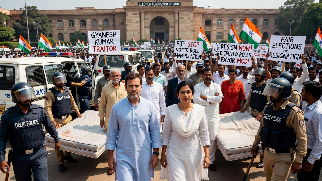 Police Clear Gandhi-Led Protest Over Election Roll Dispute
