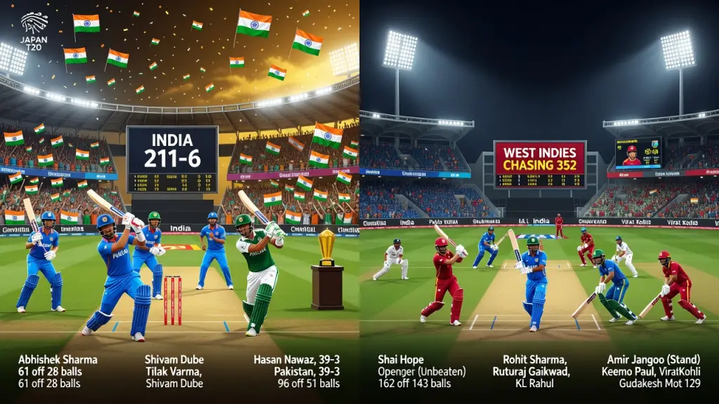 India Split Results Across Formats in Busy Cricket Day